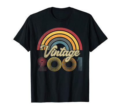 2001 22Nd Birthday Gift Rainbow T-Shirt - Unique Graphic Unisex - T-Shirt, Sweatshirt, Hoodie