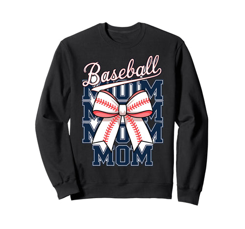 Baseball Mom Coquette Bow Sweatshirt - Unique Graphic Unisex - T-Shirt, Sweatshirt, Hoodie