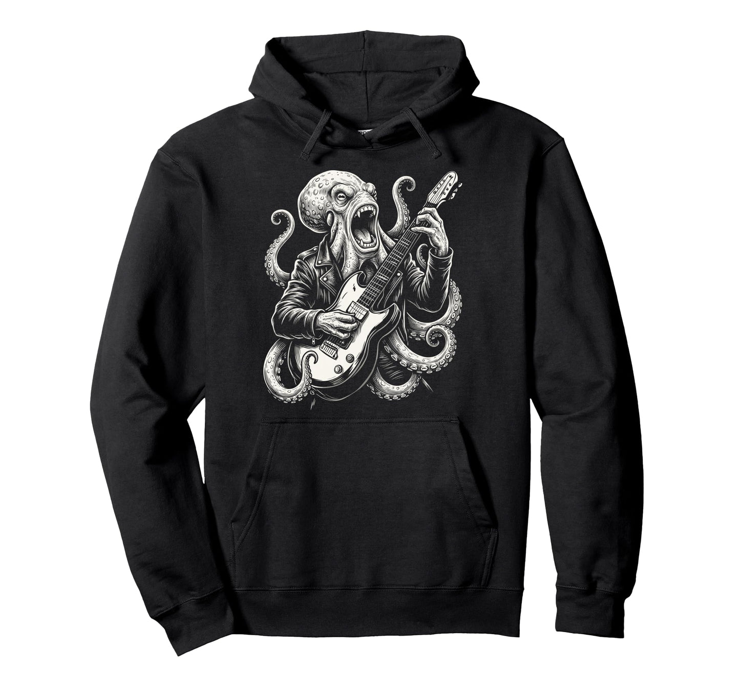 Funny Octopus Playing Guitar Heavy Hoodie - Fun Novelty Design for Adults - T-Shirt, Sweatshirt, Hoodie
