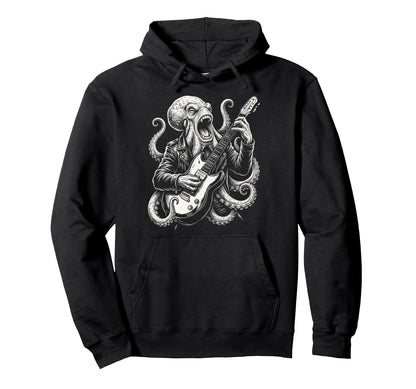 Funny Octopus Playing Guitar Heavy Hoodie - Fun Novelty Design for Adults - T-Shirt, Sweatshirt, Hoodie