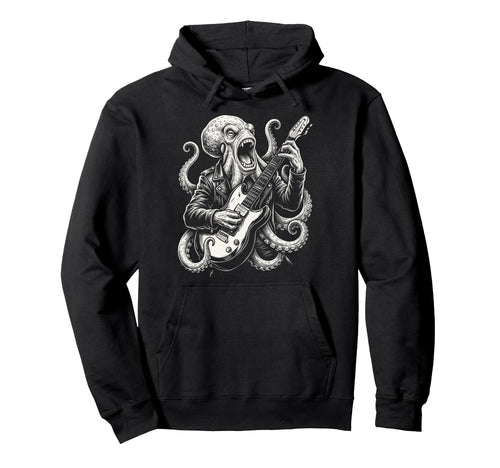 Funny Octopus Playing Guitar Heavy Hoodie - Fun Novelty Design for Adults - T-Shirt, Sweatshirt, Hoodie