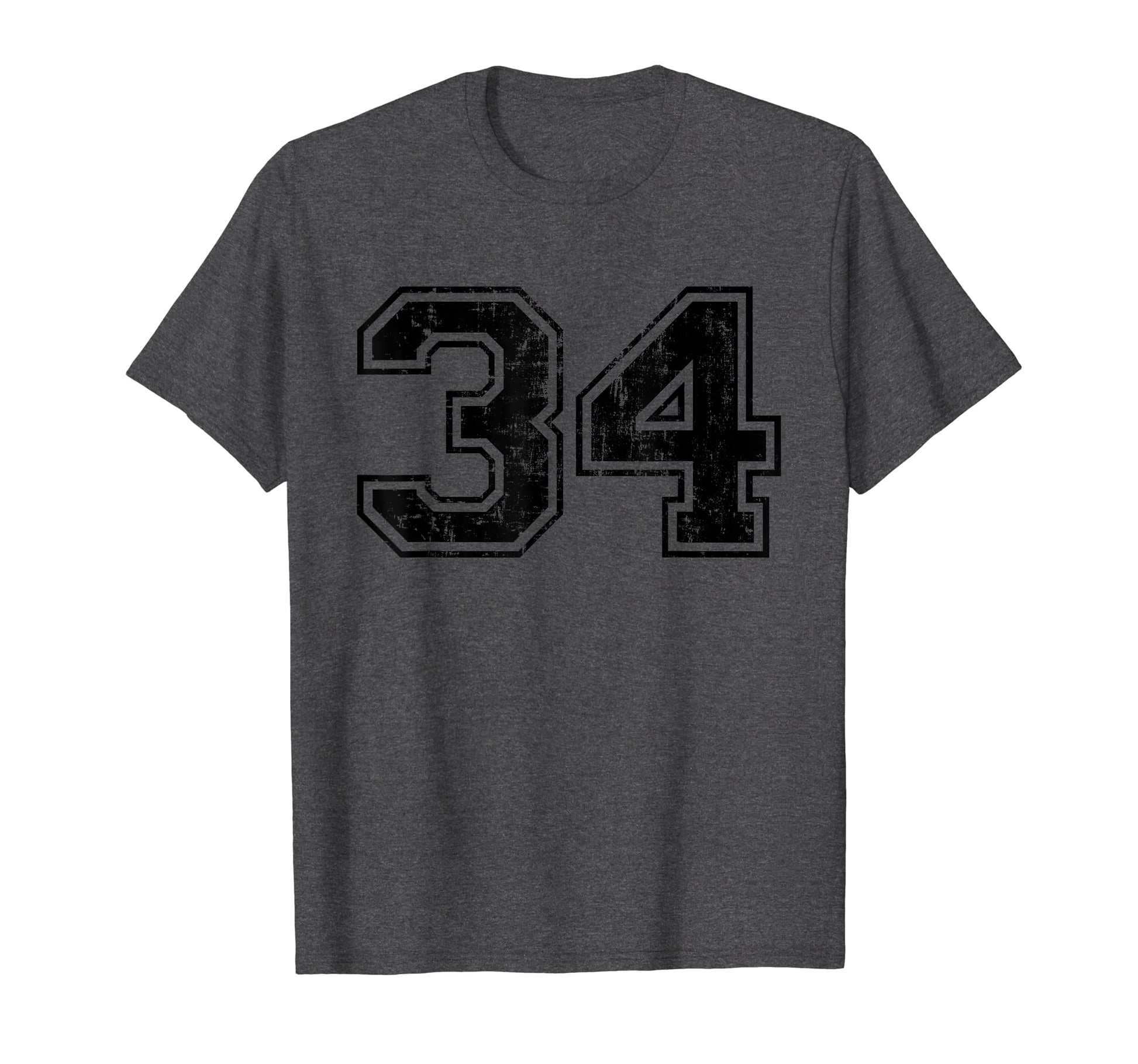 Number 34 Varsity Distressed Sport Team T-Shirt - Unique Graphic Unisex - T-Shirt, Sweatshirt, Hoodie
