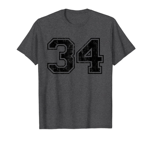 Number 34 Varsity Distressed Sport Team T-Shirt - Unique Graphic Unisex - T-Shirt, Sweatshirt, Hoodie