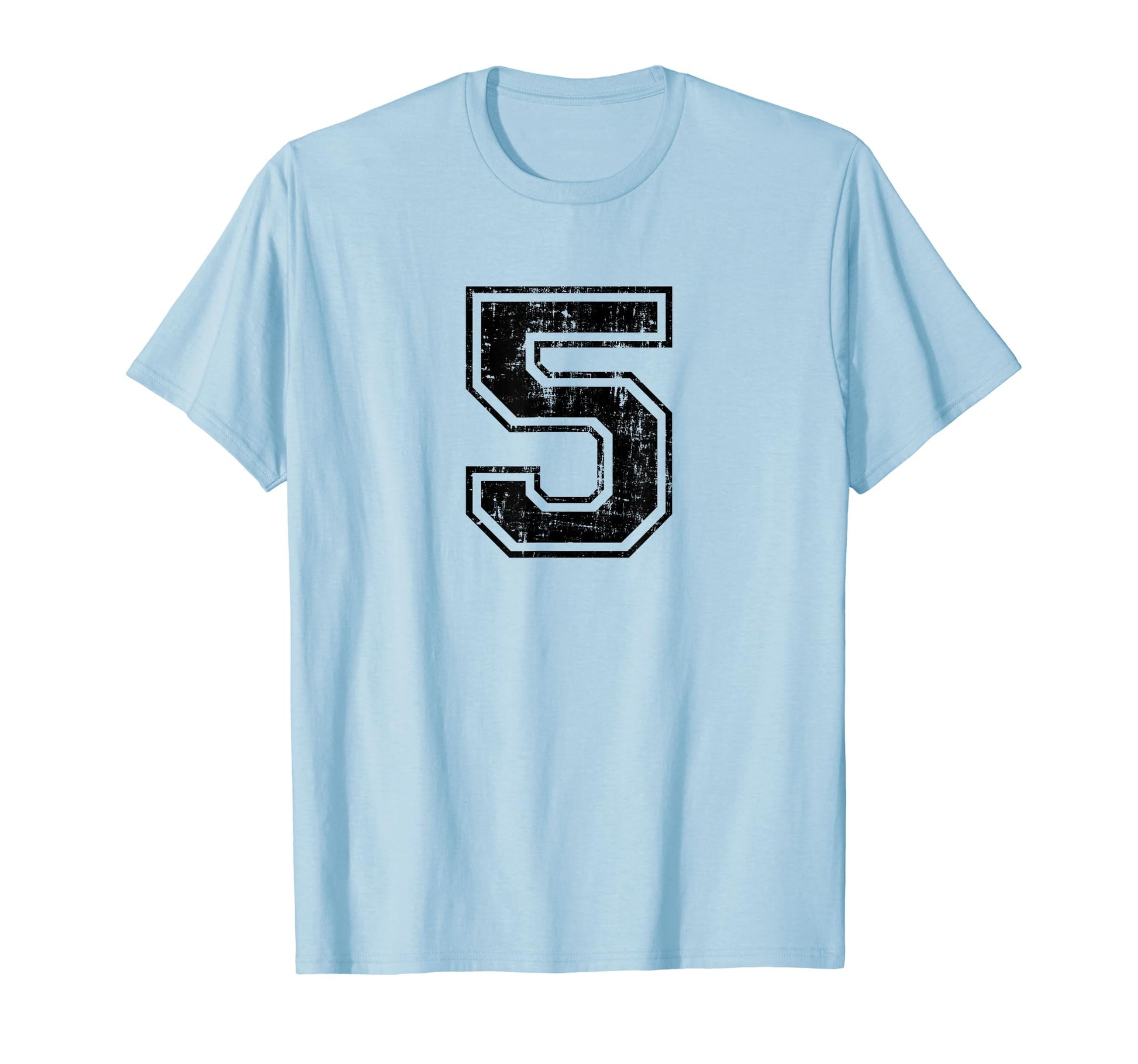 Number 5 Five Varsity Distressed T-Shirt - Custom Art Print Men Women - T-Shirt, Sweatshirt, Hoodie