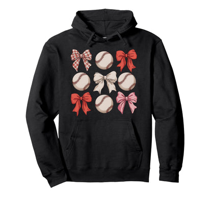 Baseball Coquette Bow Mom Sister Hoodie - Aesthetic Graphic for Adults - T-Shirt, Sweatshirt, Hoodie