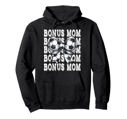 Coquette Soccer Bonus Mom Matching Hoodie - Graphic Print for Adults - T-Shirt, Sweatshirt, Hoodie