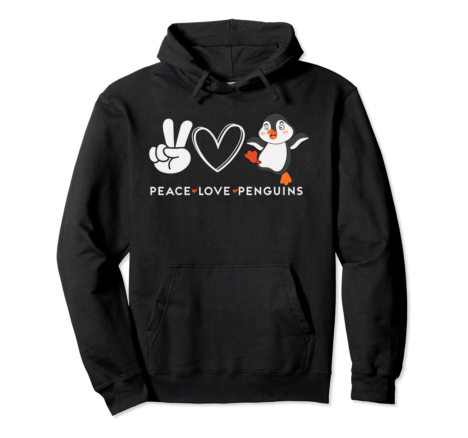 Peace Love Penguins Hoodie - Minimalist Print Men Women - T-Shirt, Sweatshirt, Hoodie