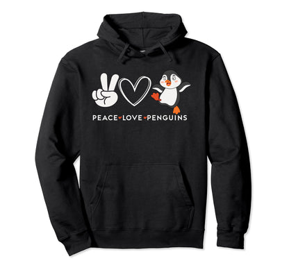 Peace Love Penguins Hoodie - Minimalist Print Men Women - T-Shirt, Sweatshirt, Hoodie