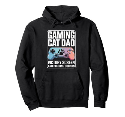 Gaming Cat Dad Victory Screen And Hoodie - Trendy Graphic Men Women - T-Shirt, Sweatshirt, Hoodie