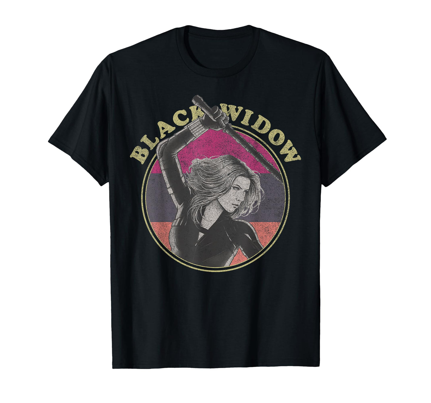 Marvel Black Widow Stripe Circle T-Shirt - Trendy Graphic for Adults - T-Shirt, Sweatshirt, Hoodie