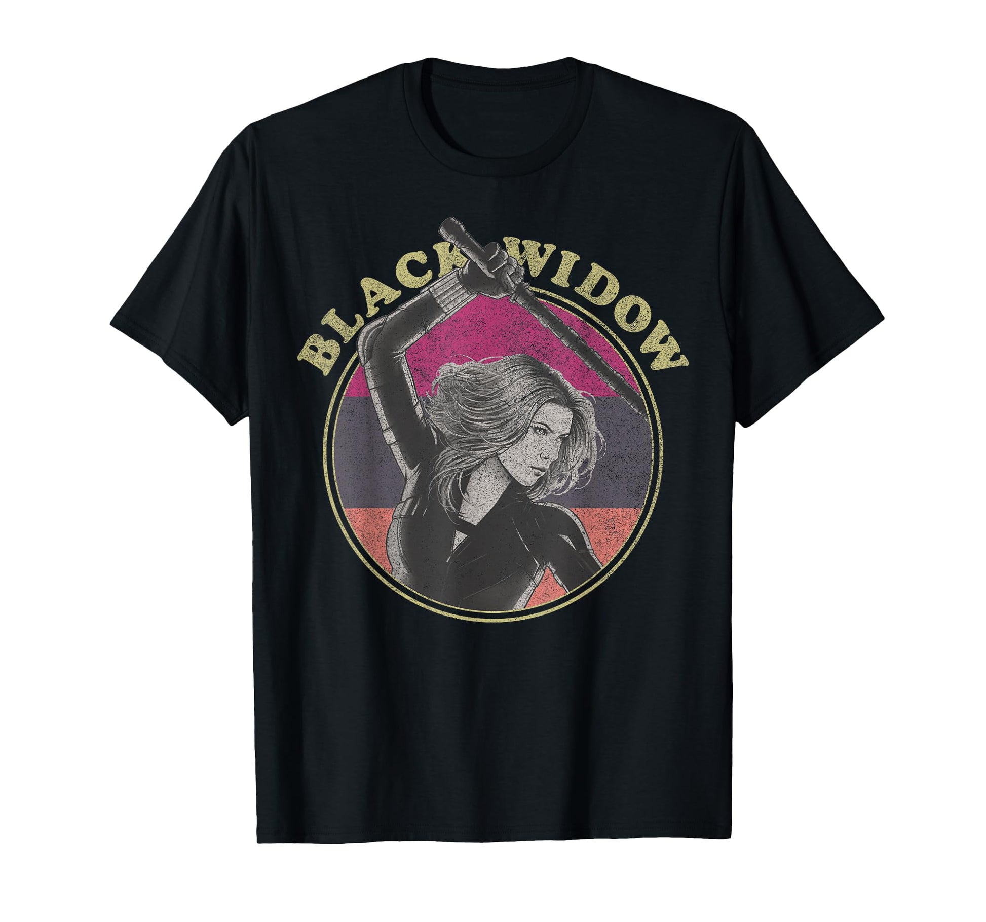 Marvel Black Widow Stripe Circle T-Shirt - Trendy Graphic for Adults - T-Shirt, Sweatshirt, Hoodie