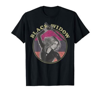 Marvel Black Widow Stripe Circle T-Shirt - Trendy Graphic for Adults - T-Shirt, Sweatshirt, Hoodie