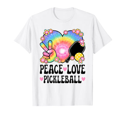 Peace Love Pickleball Lover 60S 70S T-Shirt - Custom Art Print Men Women - T-Shirt, Sweatshirt, Hoodie