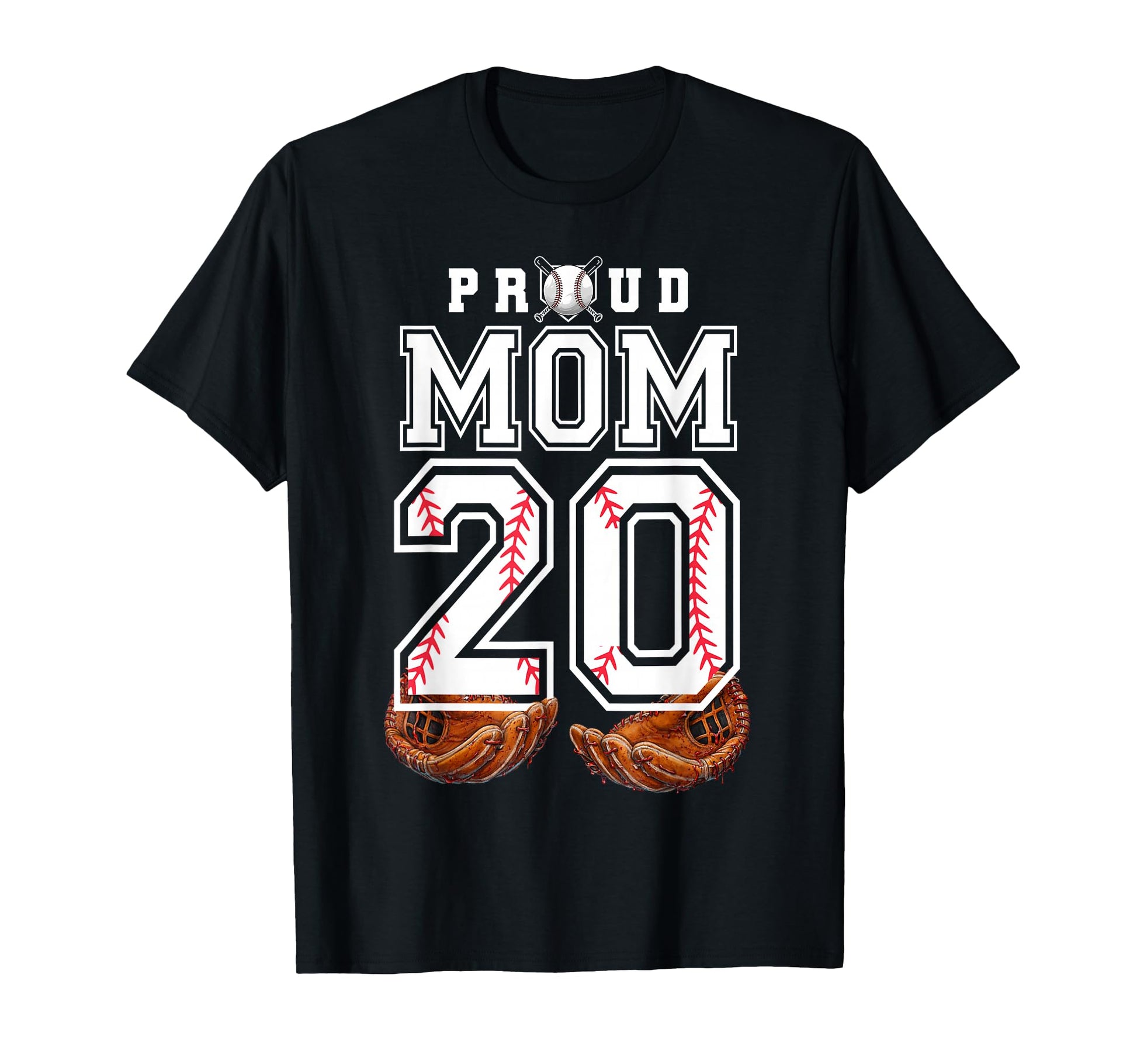 Proud Mom Baseball Player Number 20 T-Shirt - Custom Art Print for Adults - T-Shirt, Sweatshirt, Hoodie