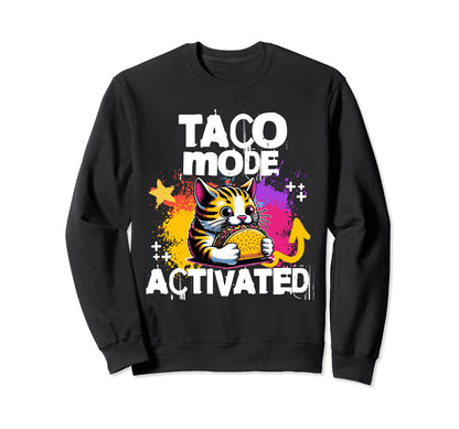Funny 90S Grunge Gamer Cat Taco Sweatshirt - Aesthetic Graphic for Adults - T-Shirt, Sweatshirt, Hoodie
