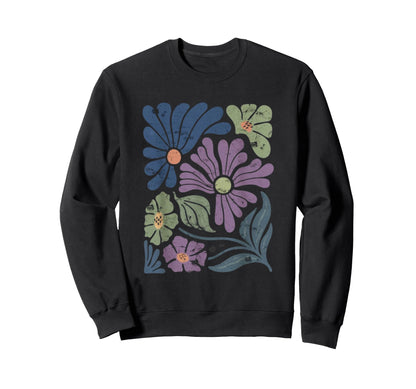Boho Wildflower Distressed Flower Sweatshirt - Trendy Graphic for Adults - T-Shirt, Sweatshirt, Hoodie