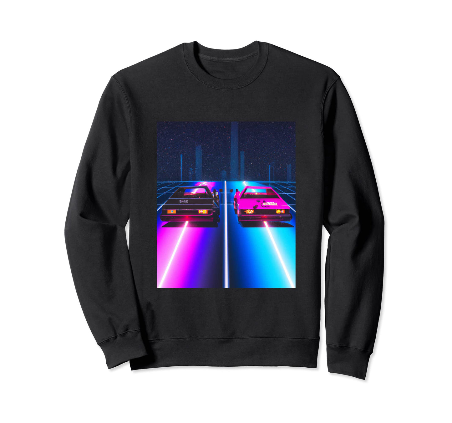 Vaporwave Car Synthwave City Sweatshirt - Unique Graphic for Adults - T-Shirt, Sweatshirt, Hoodie