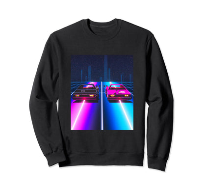 Vaporwave Car Synthwave City Sweatshirt - Unique Graphic for Adults - T-Shirt, Sweatshirt, Hoodie