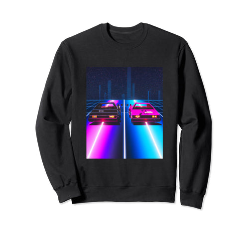 Vaporwave Car Synthwave City Sweatshirt - Unique Graphic for Adults - T-Shirt, Sweatshirt, Hoodie