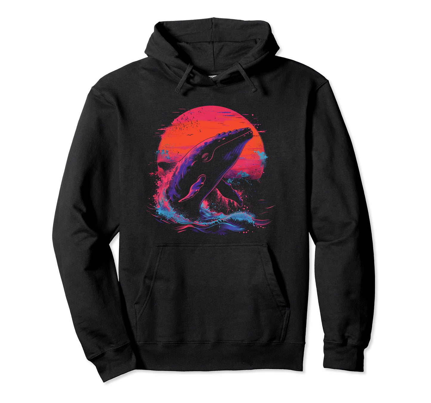 Whale Vaporwave Aesthetic Synthwave 80S Hoodie - Minimalist Print Unisex - T-Shirt, Sweatshirt, Hoodie