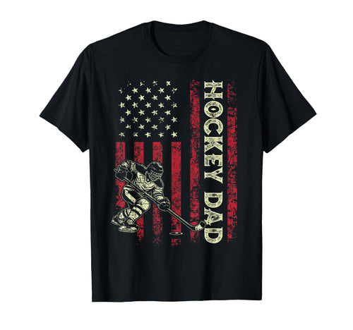 Hockey Dad American Us Flag T-Shirt - Fun Novelty Design for Adults - T-Shirt, Sweatshirt, Hoodie
