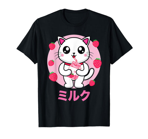 Cat Milkshake Vaporwave Aesthetics T-Shirt - Custom Art Print Unisex - T-Shirt, Sweatshirt, Hoodie