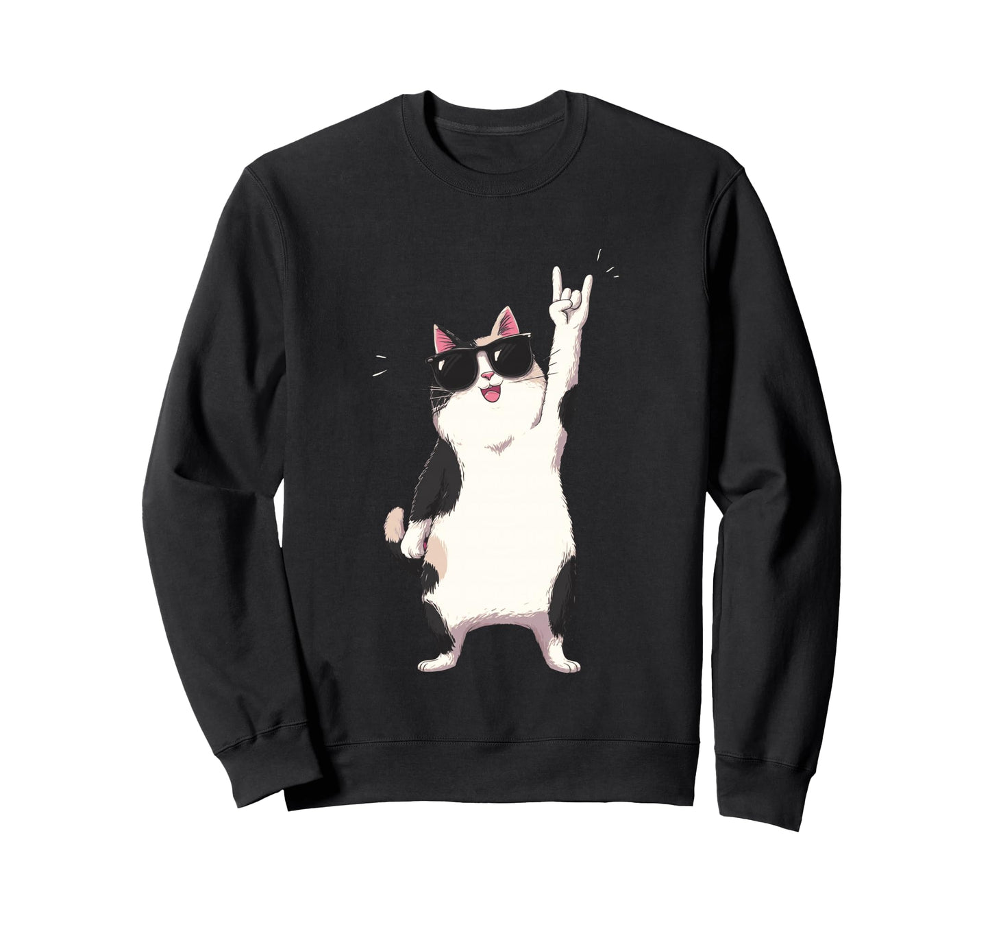 Cat Sunglasses Rock Funny Animal Sweatshirt - Streetwear Style for Adults - T-Shirt, Sweatshirt, Hoodie