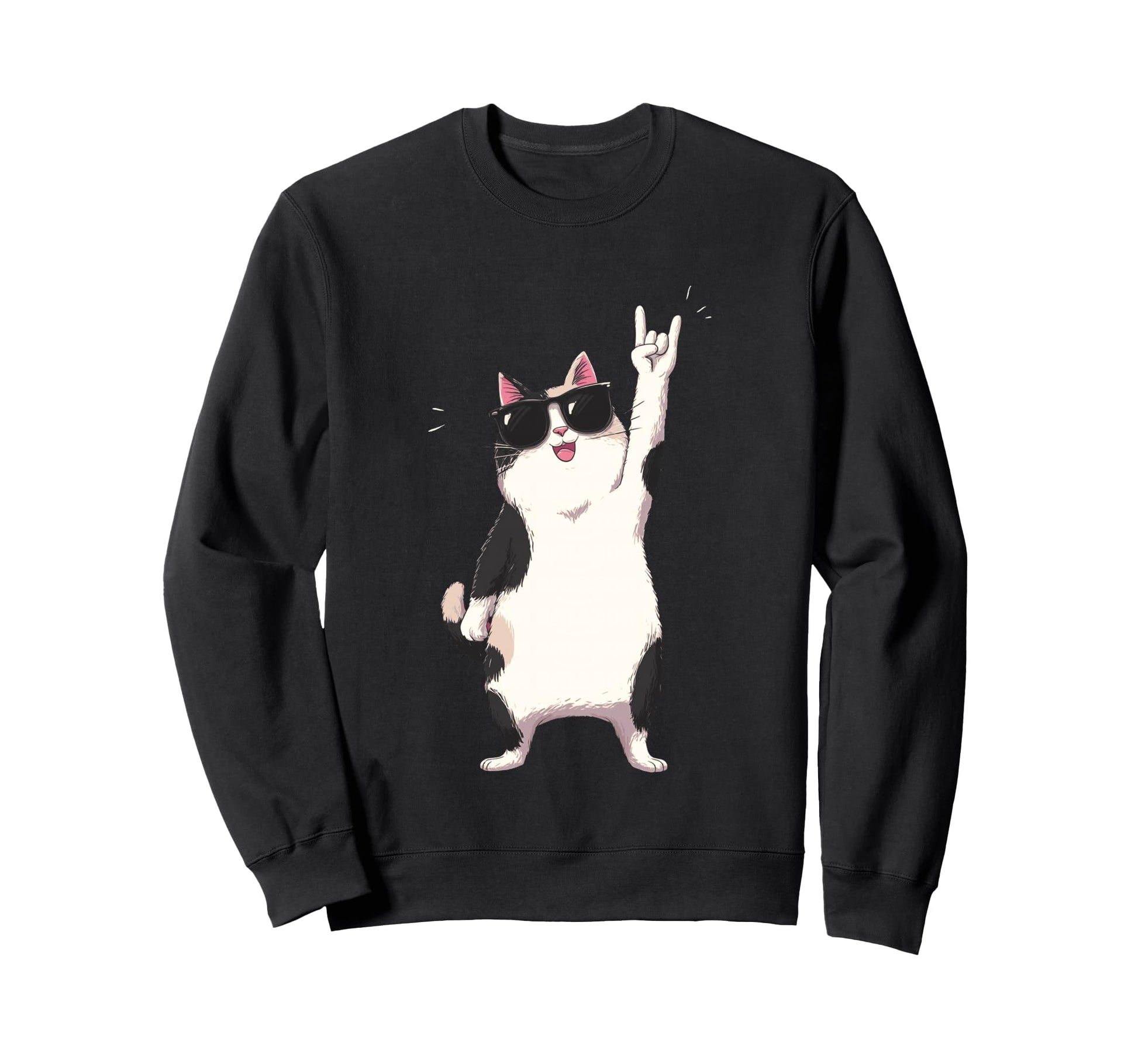 Cat Sunglasses Rock Funny Animal Sweatshirt - Streetwear Style for Adults - T-Shirt, Sweatshirt, Hoodie