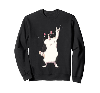 Cat Sunglasses Rock Funny Animal Sweatshirt - Streetwear Style for Adults - T-Shirt, Sweatshirt, Hoodie