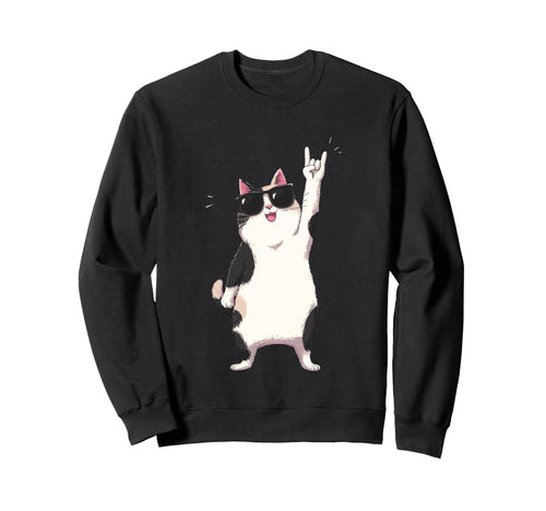 Cat Sunglasses Rock Funny Animal Sweatshirt - Streetwear Style for Adults - T-Shirt, Sweatshirt, Hoodie