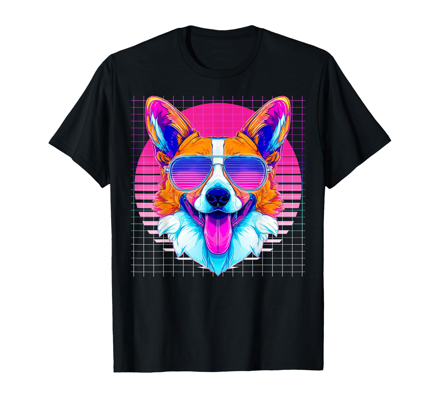 Corgi Sunglasses Dog Vaporwave Aesthetic T-Shirt - Graphic Print Men Women - T-Shirt, Sweatshirt, Hoodie