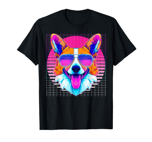 Corgi Sunglasses Dog Vaporwave Aesthetic T-Shirt - Graphic Print Men Women - T-Shirt, Sweatshirt, Hoodie
