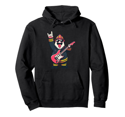 Funny Cartoon Firefighter Rock Music Hoodie - Trendy Graphic Men Women - T-Shirt, Sweatshirt, Hoodie