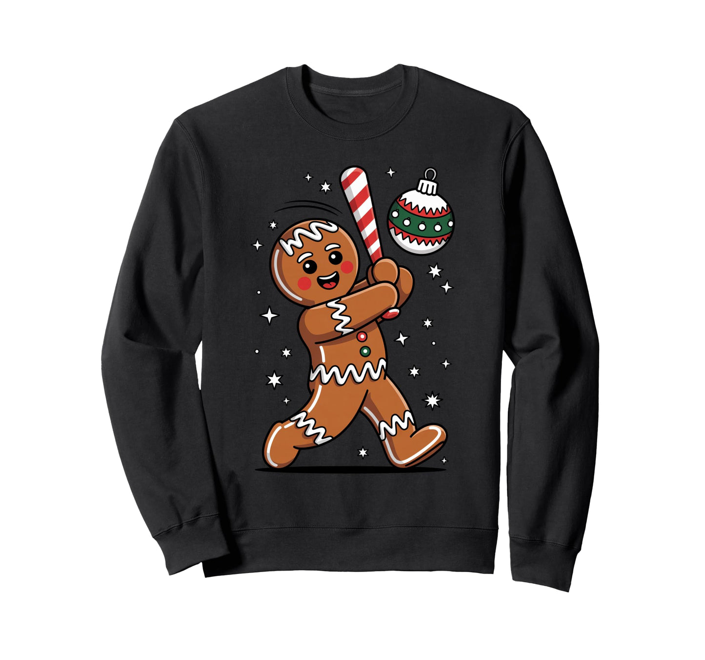 Gingerbread Playing Baseball Family Sweatshirt - Trendy Graphic Unisex - T-Shirt, Sweatshirt, Hoodie