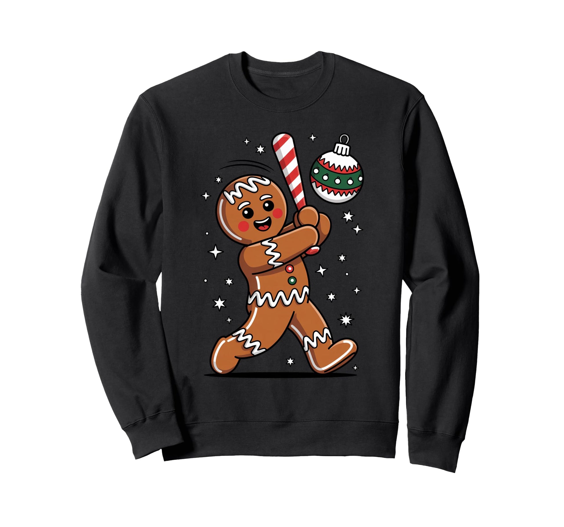 Gingerbread Playing Baseball Family Sweatshirt - Trendy Graphic Unisex - T-Shirt, Sweatshirt, Hoodie