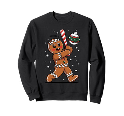 Gingerbread Playing Baseball Family Sweatshirt - Trendy Graphic Unisex - T-Shirt, Sweatshirt, Hoodie