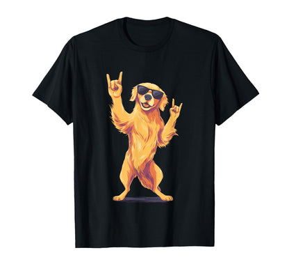 Golden Retriever Double Rock Signs T-Shirt - Fun Novelty Design for Adults - T-Shirt, Sweatshirt, Hoodie