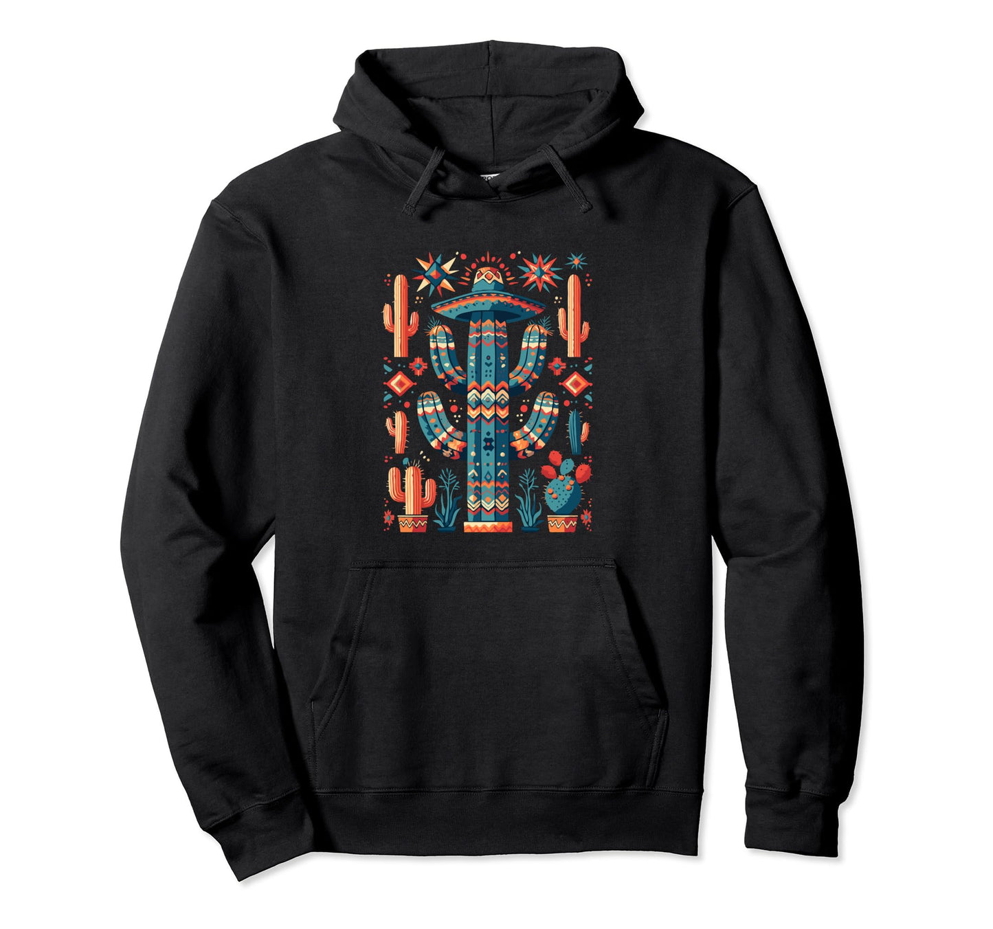 Cactus Serape Succulent Plant Hoodie - Casual Everyday Wear Men Women - T-Shirt, Sweatshirt, Hoodie