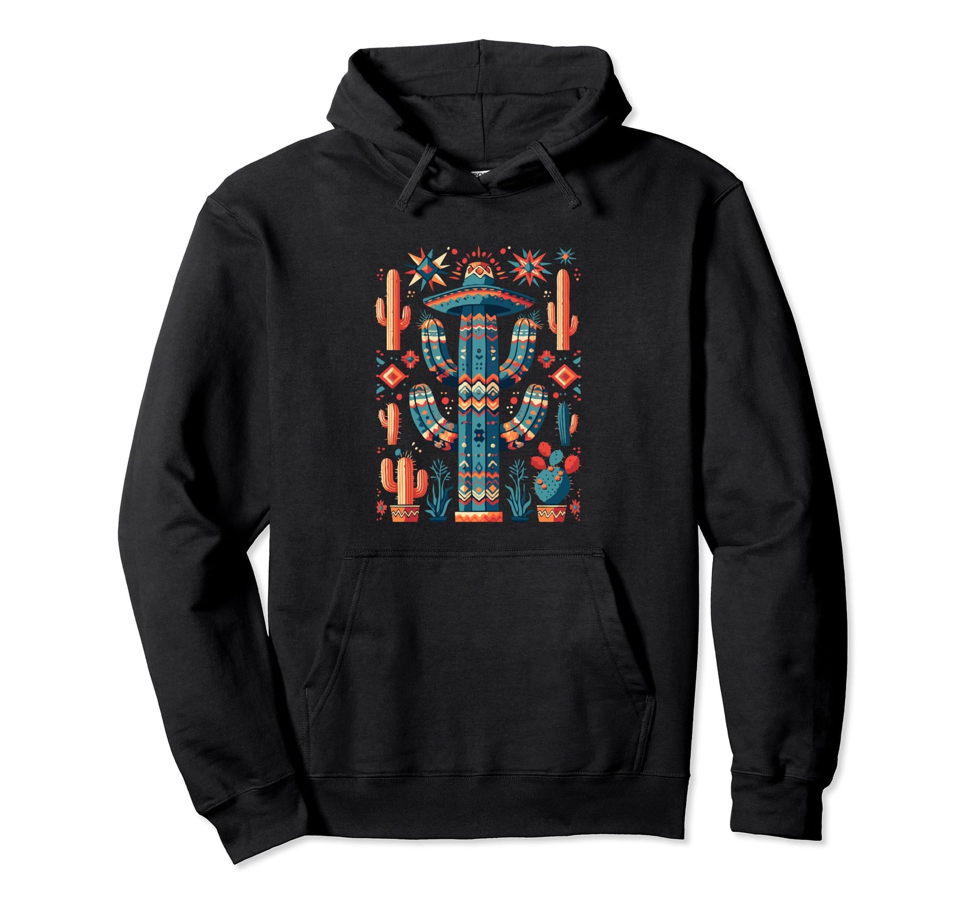 Cactus Serape Succulent Plant Hoodie - Casual Everyday Wear Men Women - T-Shirt, Sweatshirt, Hoodie