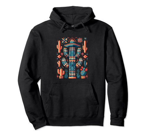 Cactus Serape Succulent Plant Hoodie - Casual Everyday Wear Men Women - T-Shirt, Sweatshirt, Hoodie