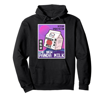 Vaporwave Aesthetic 90S Japanese Panda Milk Hoodie - Trendy Graphic Unisex - T-Shirt, Sweatshirt, Hoodie