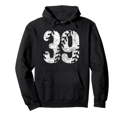 Baseball Softball Mom 39 Number 39 Hoodie - Casual Everyday Wear Unisex - T-Shirt, Sweatshirt, Hoodie