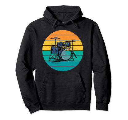Drumset Art Drummer Rainbow Sunset Hoodie - Unique Graphic Unisex - T-Shirt, Sweatshirt, Hoodie