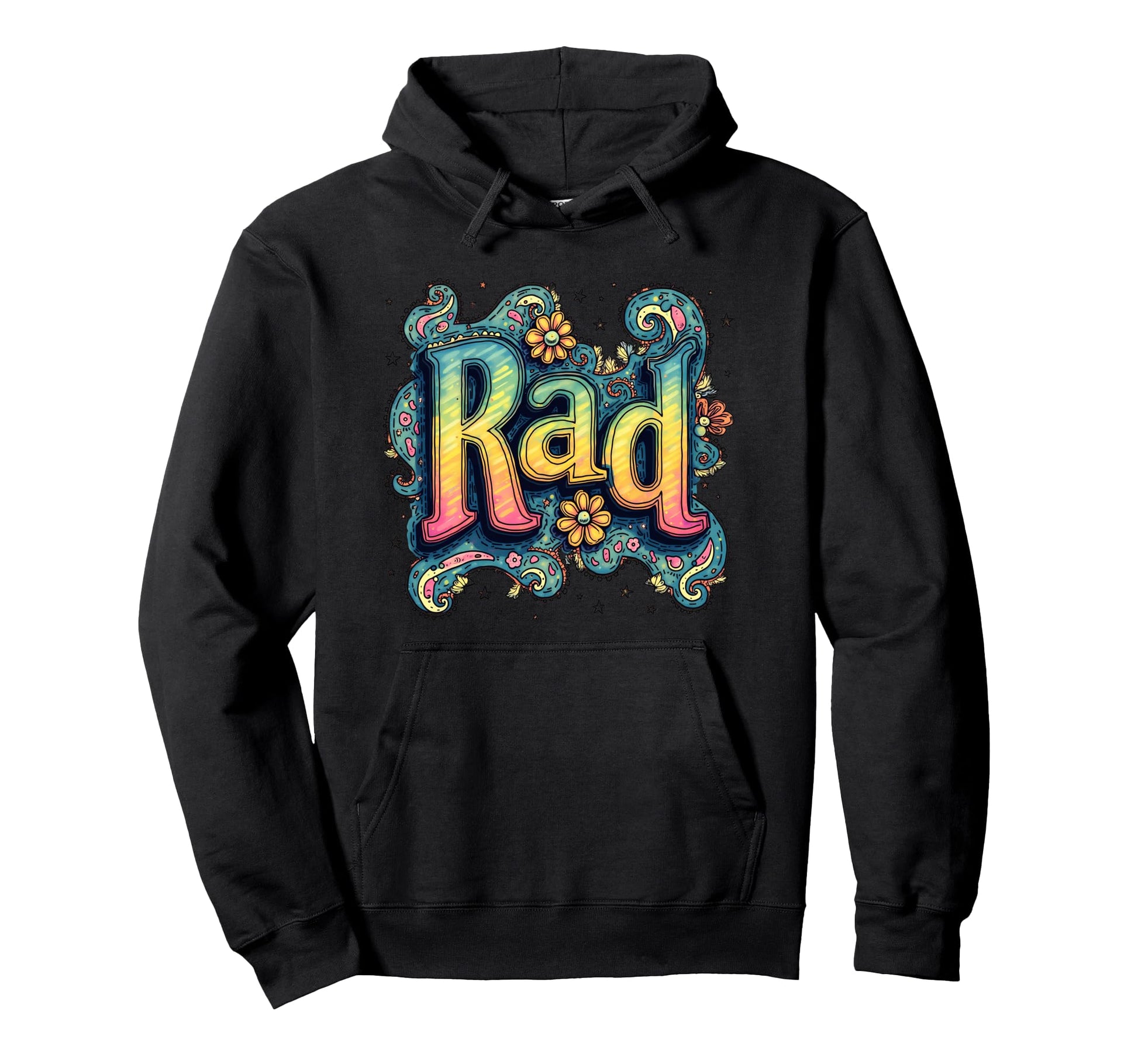 Rad Typography 70S Groovy Aesthetic Hoodie - Streetwear Style for Adults - T-Shirt, Sweatshirt, Hoodie