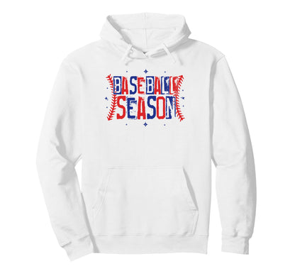 Baseball Season Patriotic Sports Fan Hoodie - Fun Novelty Design Men Women - T-Shirt, Sweatshirt, Hoodie
