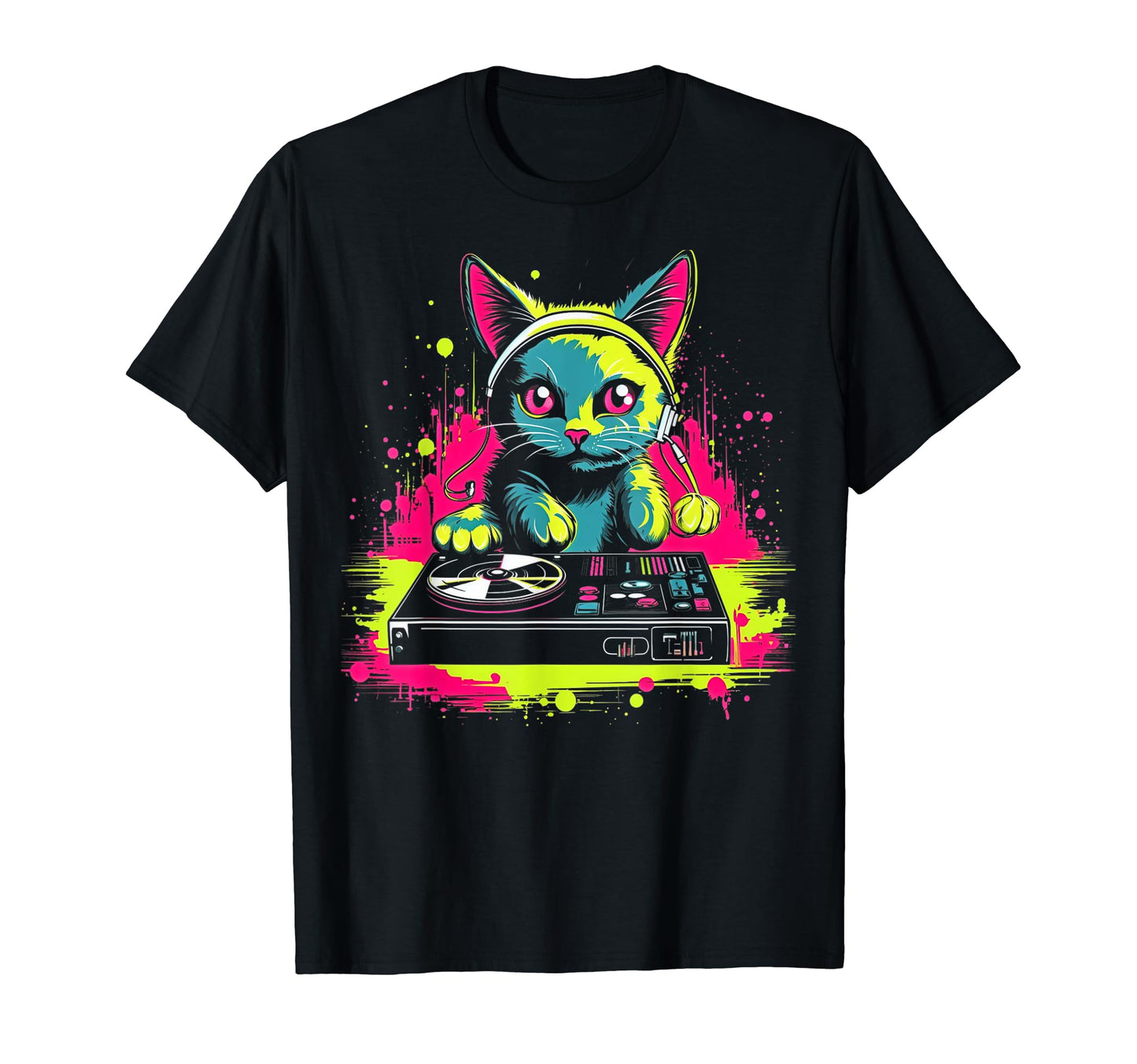 Kawaii Cat Dj Japanese Edm Y2K T-Shirt - Casual Everyday Wear Men Women - T-Shirt, Sweatshirt, Hoodie