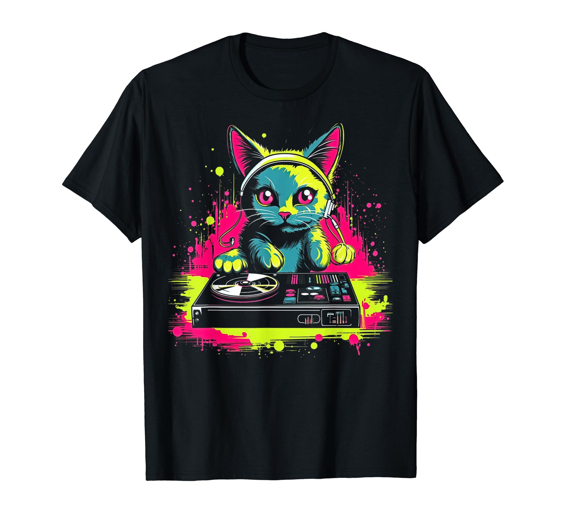 Kawaii Cat Dj Japanese Edm Y2K T-Shirt - Casual Everyday Wear Men Women - T-Shirt, Sweatshirt, Hoodie