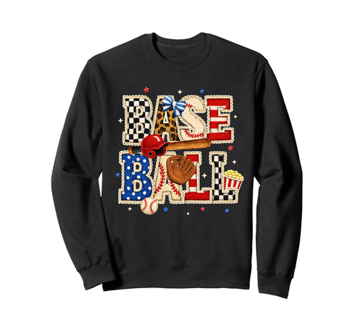 Baseball Lover Game Day Lace Patchwork Sweatshirt - Trendy Graphic Unisex - T-Shirt, Sweatshirt, Hoodie