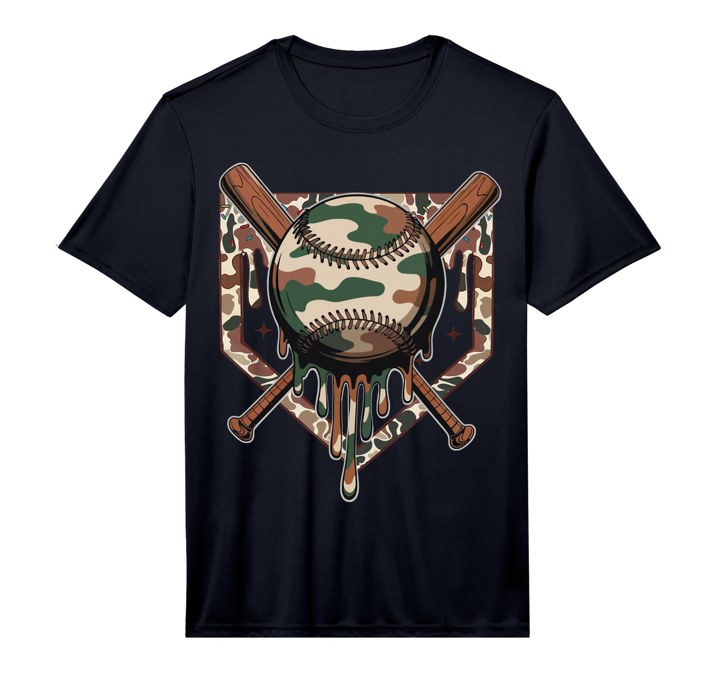 Baseball Drip Ice Cream Dripping T-Shirt - Unique Graphic Men Women - T-Shirt, Sweatshirt, Hoodie