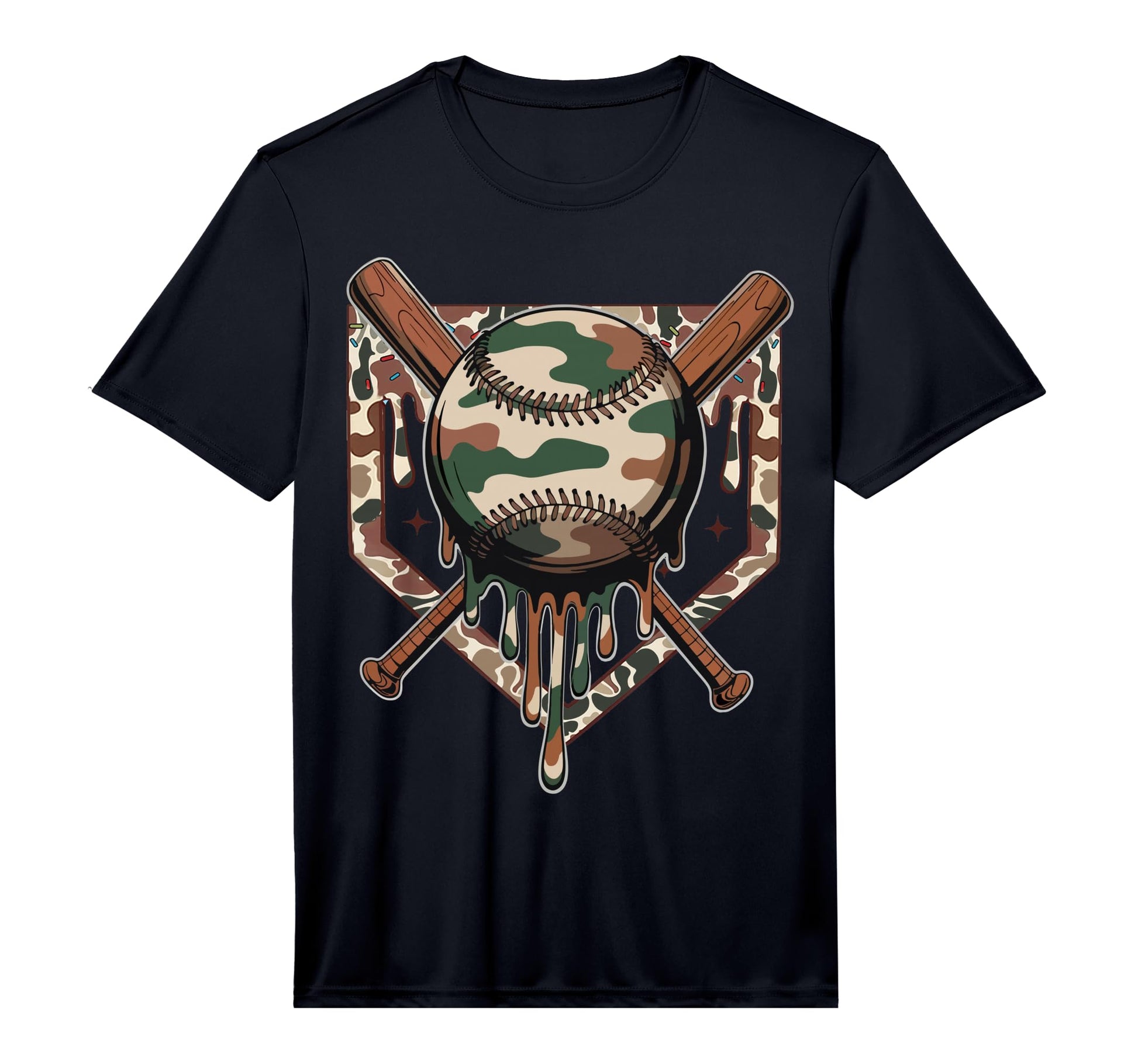 Baseball Drip Ice Cream Dripping T-Shirt - Unique Graphic Men Women - T-Shirt, Sweatshirt, Hoodie